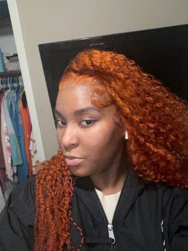 Customized Orange Curly Human Hair Lace Front Wigs 180% Pre Plucked ...